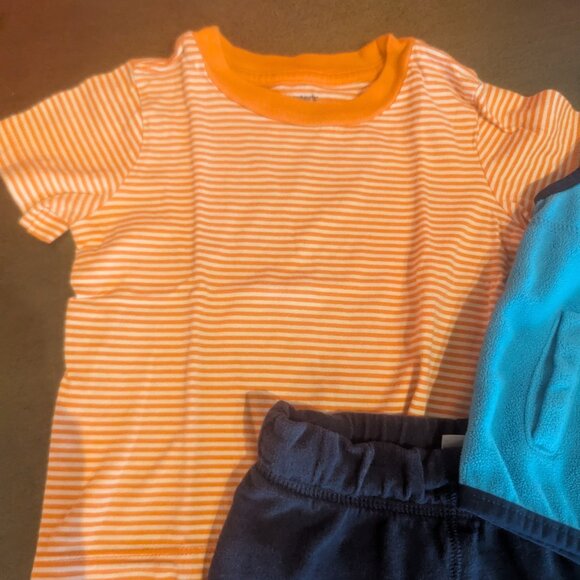 3-Piece Carter's Colorful Layers Blue and Orange Zip-up Fleece Vest - Picture 8 of 13